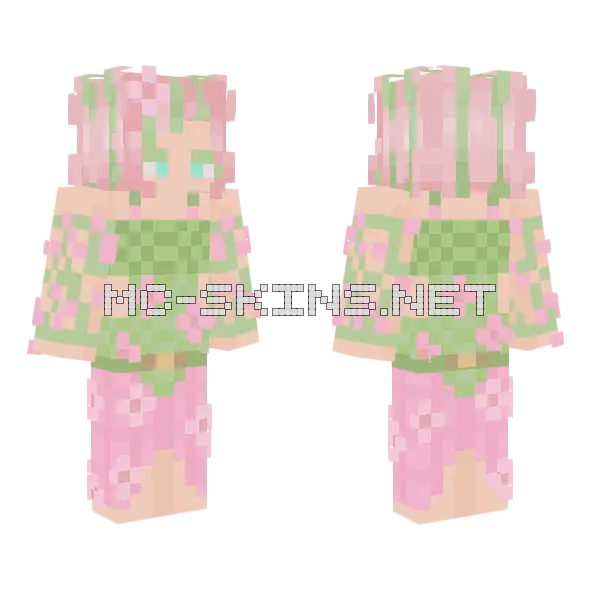 Asterraevy Pink Green Outfit Minecraft skin, front and back