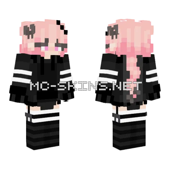 Astolfo Black Hoodie Minecraft skin, front and back