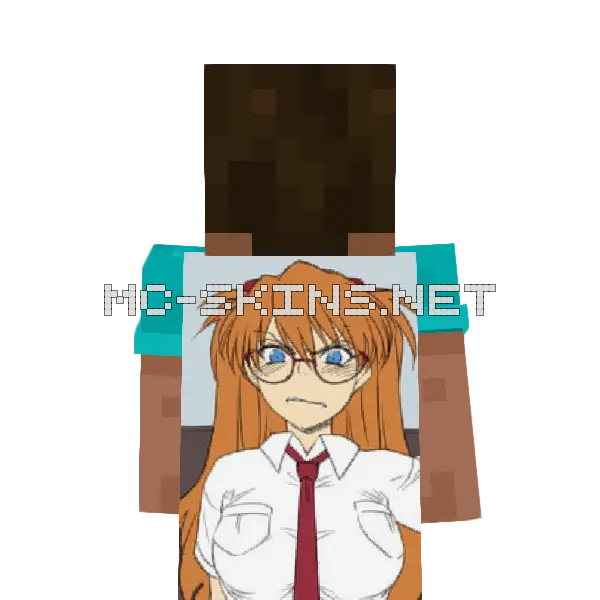 Asuka Langley Angry Minecraft cape worn on a player