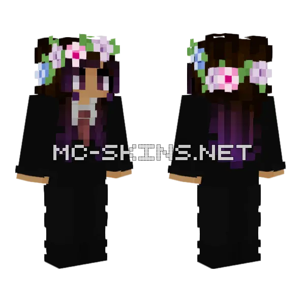 Atebobo Tuxedo Flower Crown Minecraft skin, front and back