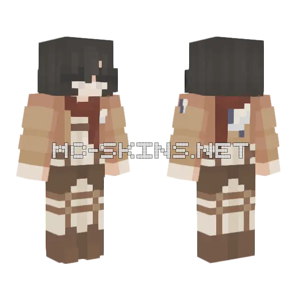 Attack On Titans Mikasa Minecraft skin, front and back