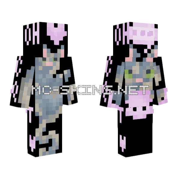 Attention New Logo Cat Minecraft skin, front and back