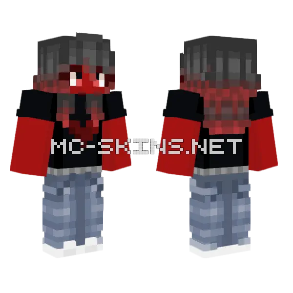 Augustcat Red And Black Minecraft skin, front and back