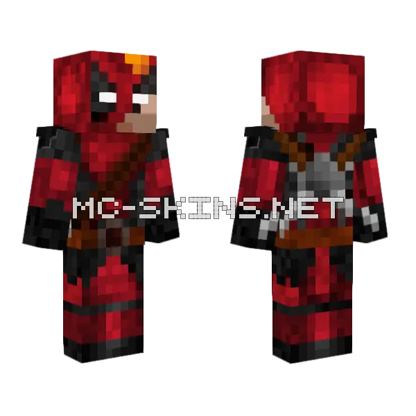 Auron Deadpool Unmasked Minecraft skin, front and back