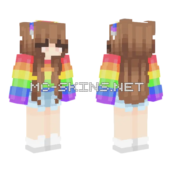 Aurora With Brown Hair Minecraft skin, front and back