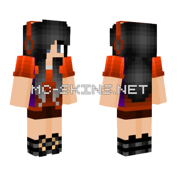 Autumn Gamer Girl Minecraft skin, front and back