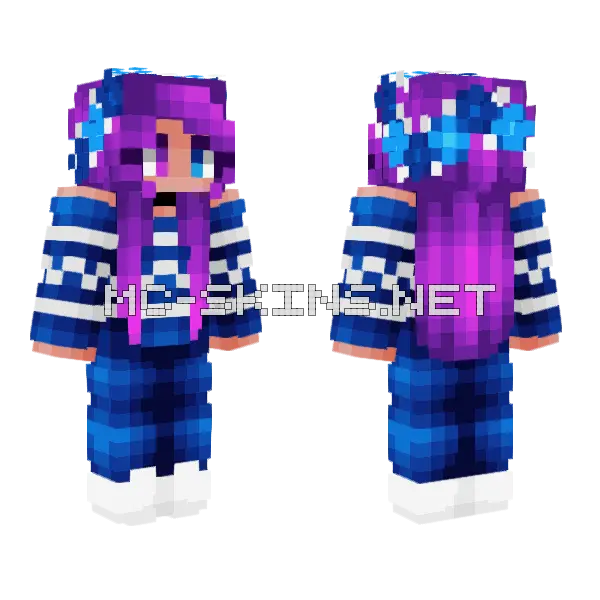 Avery Blue Purple Xmas Minecraft skin, front and back