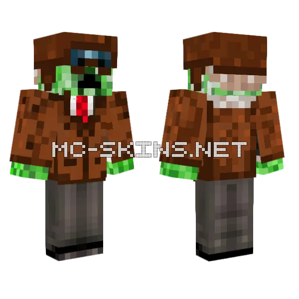 Aviation Creeper Minecraft skin, front and back