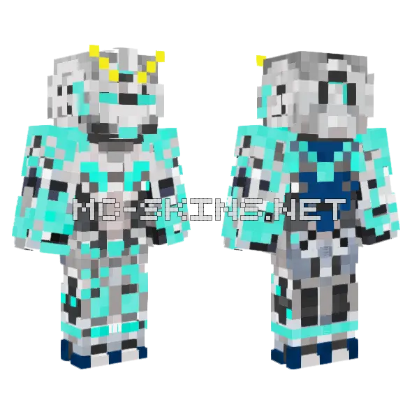 Awakened Unicorn Gundam Minecraft skin, front and back