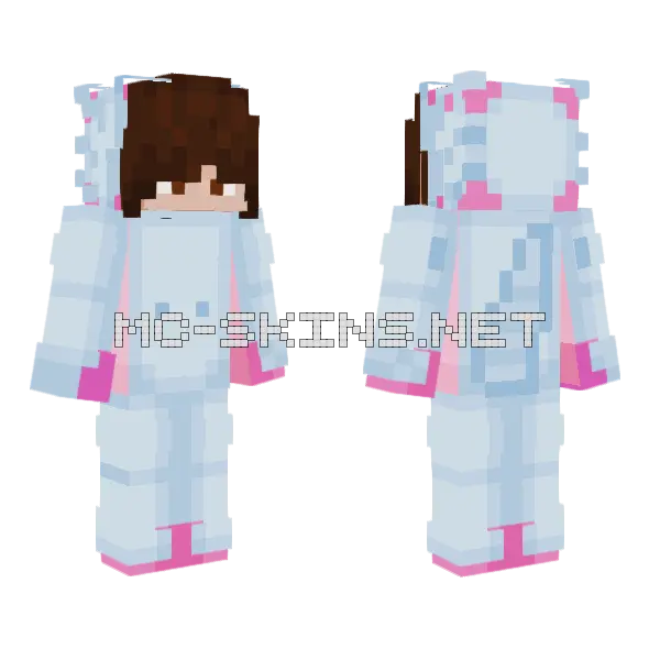 Axololt Boy Blue Minecraft skin, front and back