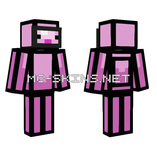 Axolotl Among Us Minecraft skin, front and back