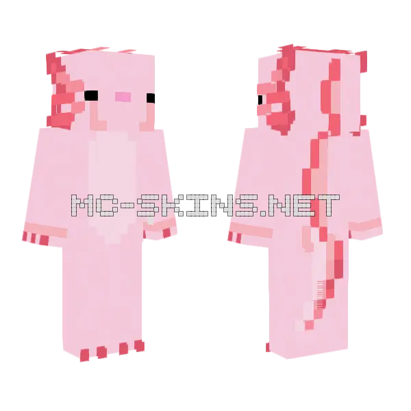 Axolotl Boi Minecraft skin, front and back