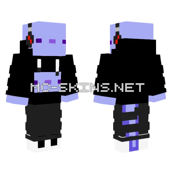 Axolotl Gamer Minecraft skin, front and back