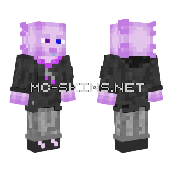 Axolotl Guy Minecraft skin, front and back