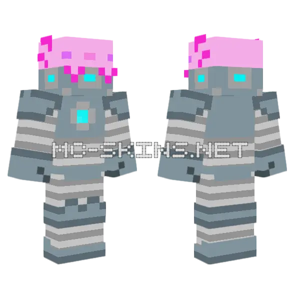 Axolotl In A Mech Minecraft skin, front and back
