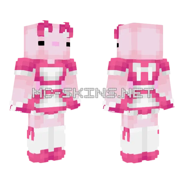 Axolotl Maid Pink Minecraft skin, front and back