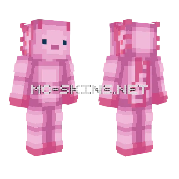 Axolotl Onesie Minecraft skin, front and back