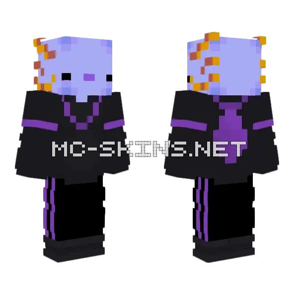 Axolotl Outfit Minecraft skin, front and back