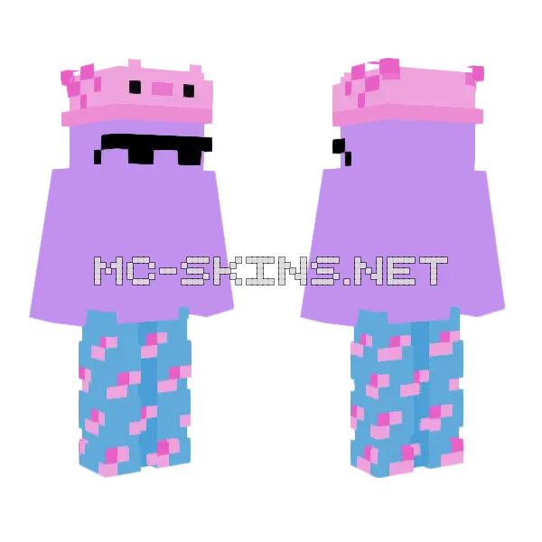 Axolotl Pajamas Minecraft skin, front and back