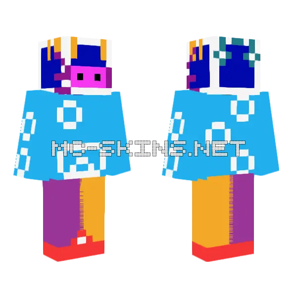 Axolotl Robot Suit Minecraft skin, front and back