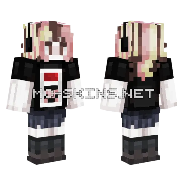 Axolotl Streaming Sona Lonnie Minecraft skin, front and back
