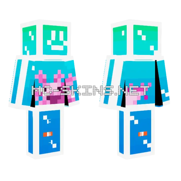 Axolotl Tank Minecraft skin, front and back