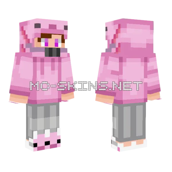 Axolotl Teen Minecraft skin, front and back