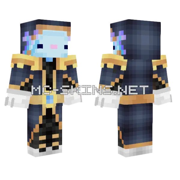 Axolotl Wizard Minecraft skin, front and back