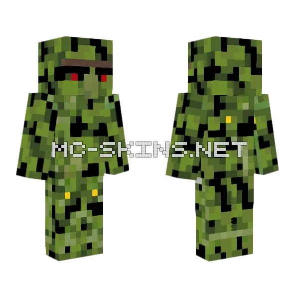 Azalea Leaf Golem Minecraft skin, front and back