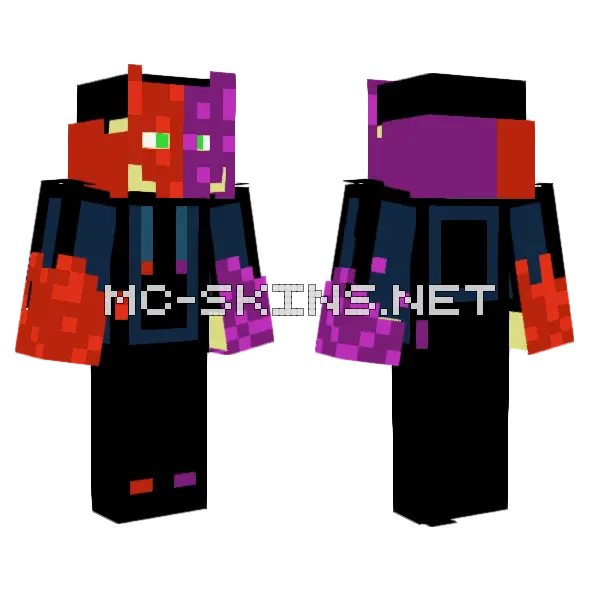 Azthian Firedshadow V2 Minecraft skin, front and back