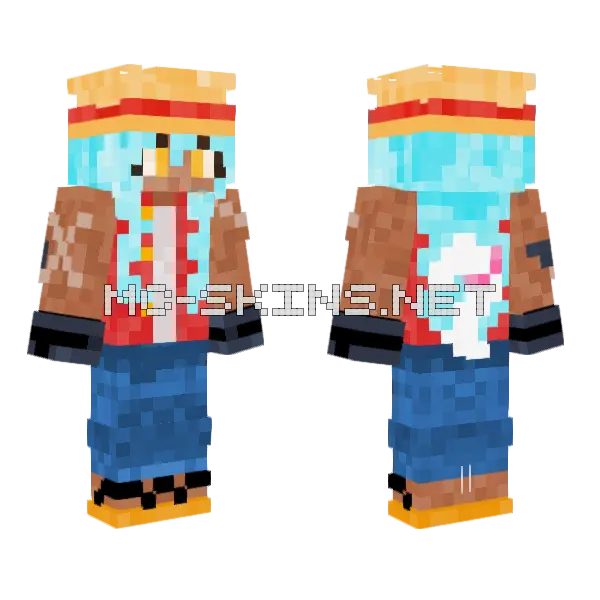Azully Luffy Minecraft skin, front and back