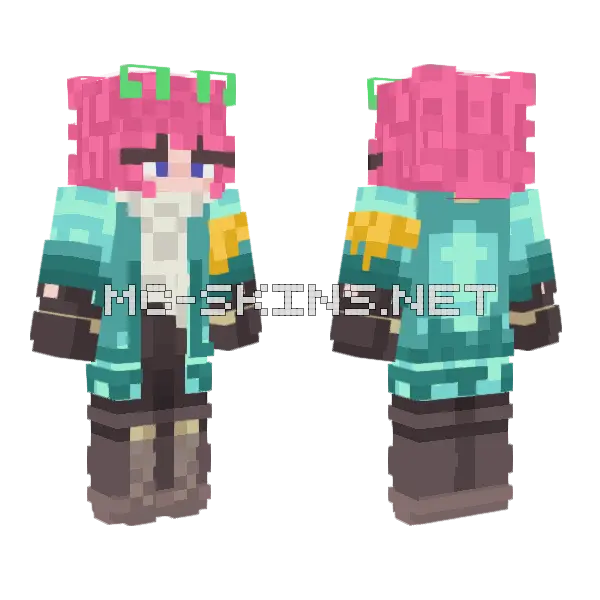 Babbabs Pink Hair Minecraft skin, front and back