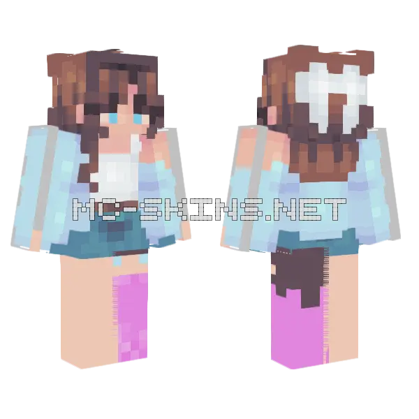 Baby Blue Outfit Minecraft skin, front and back