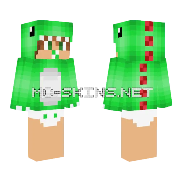 Baby Dino Minecraft skin, front and back