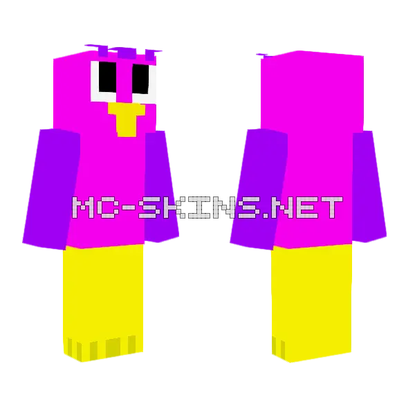 Baby Opila Bird Minecraft skin, front and back