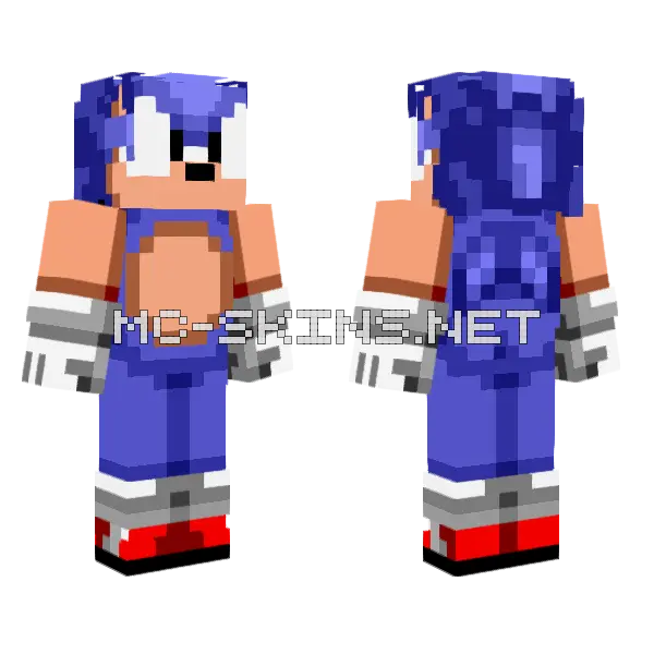 Baby Sonic Minecraft skin, front and back