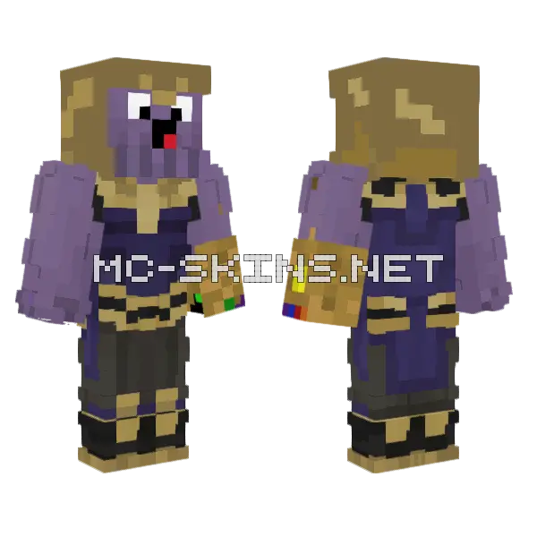 Baby Thanos Minecraft skin, front and back