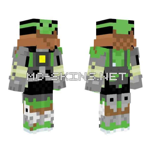 Baby Yoda Mech Minecraft skin, front and back