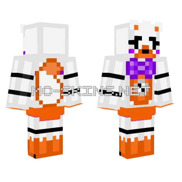 Backwards Lolbit Minecraft skin, front and back