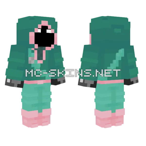 Badboyhalo MCC 21 Aqua Axolotls Minecraft skin, front and back