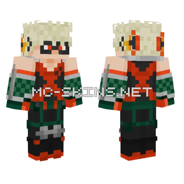 Bakugo Hero Outfit Minecraft skin, front and back