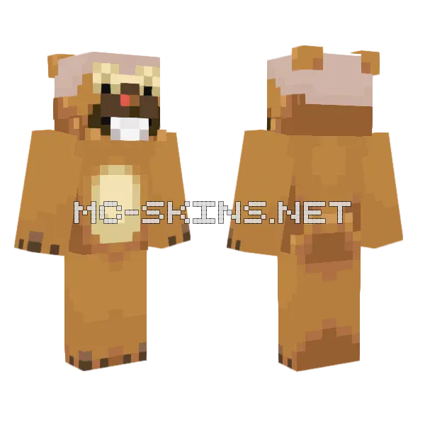 Bald Bidoof Minecraft skin, front and back