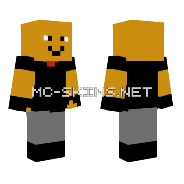 Bald Yellow Guy Minecraft skin, front and back