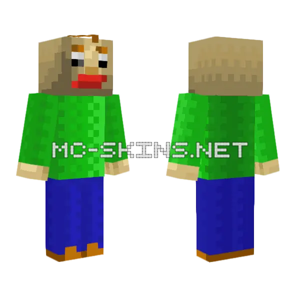 Baldi V2 Minecraft skin, front and back