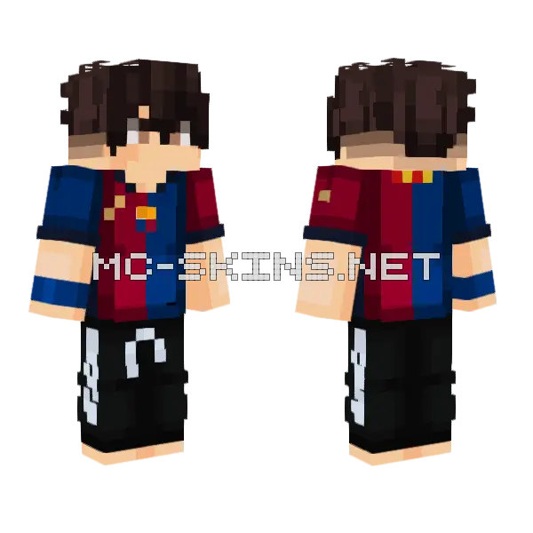 Barcelona Footballer Minecraft skin, front and back