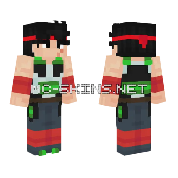 Bardock Father of Goku Minecraft skin, front and back
