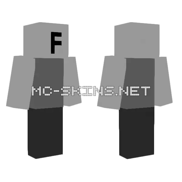 Base With F On Face Minecraft skin, front and back
