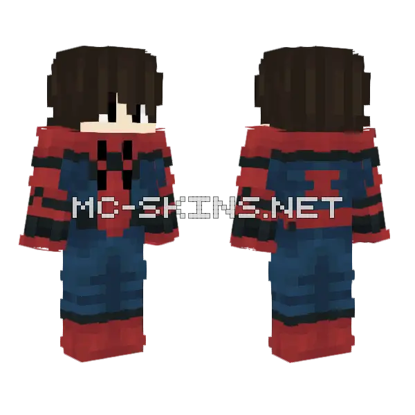 Basic Spider-Man Minecraft skin, front and back