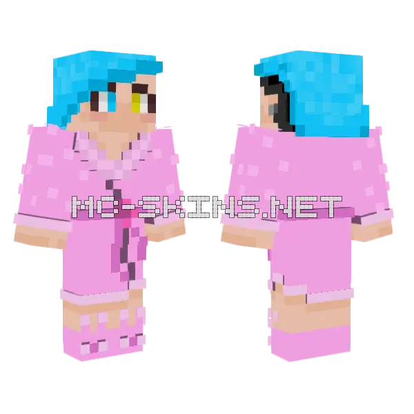 Batapijama Pink Pajamas Minecraft skin, front and back