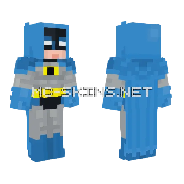 Batman 1970s Blue Minecraft skin, front and back